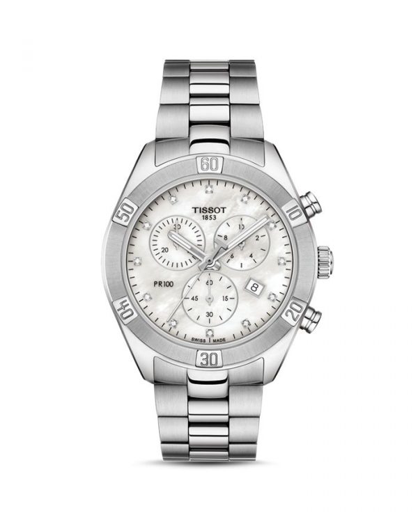 Tissot PR100 Link Bracelet Diamond Chronograph, 38mm