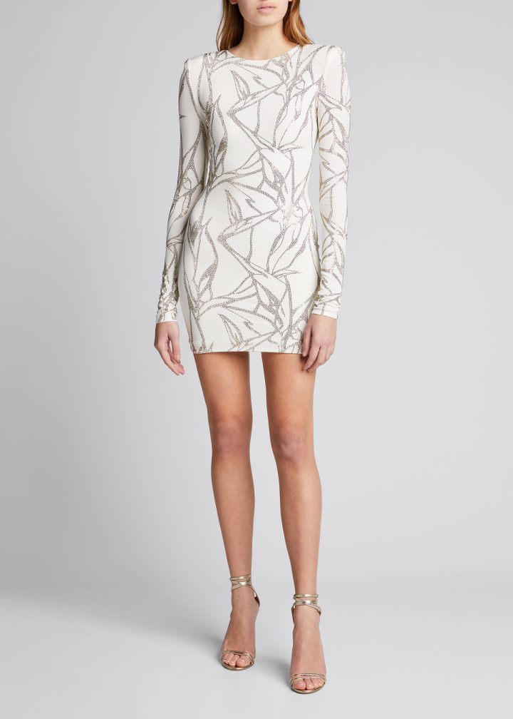 Strass-Embellished Body-Con Mini Dress