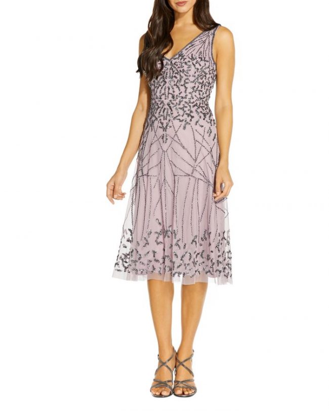 Adrianna Papell Embellished Tulle Fit-and-Flare Dress - 100% Exclusive