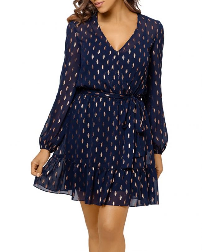 Aqua Metallic Clip Dot Belted Dress - 100% Exclusive
