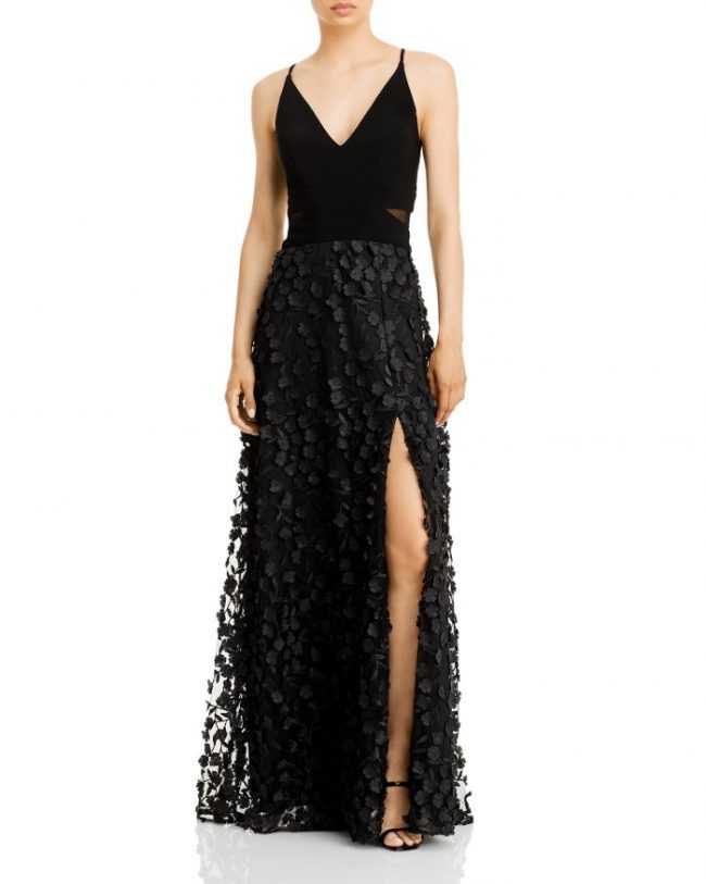 Aqua Floral Applique Gown - 100% Exclusive