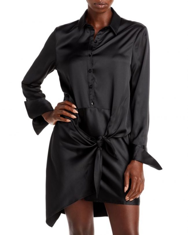 Aqua Tie-Front Long Sleeve Dress - 100% Exclusive