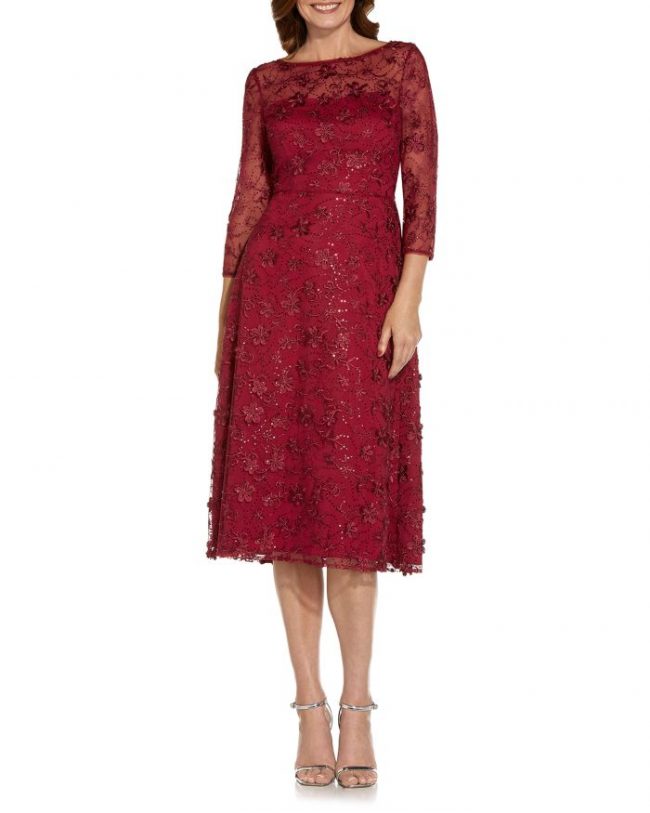 Adrianna Papell Sequined Embroidered Dress
