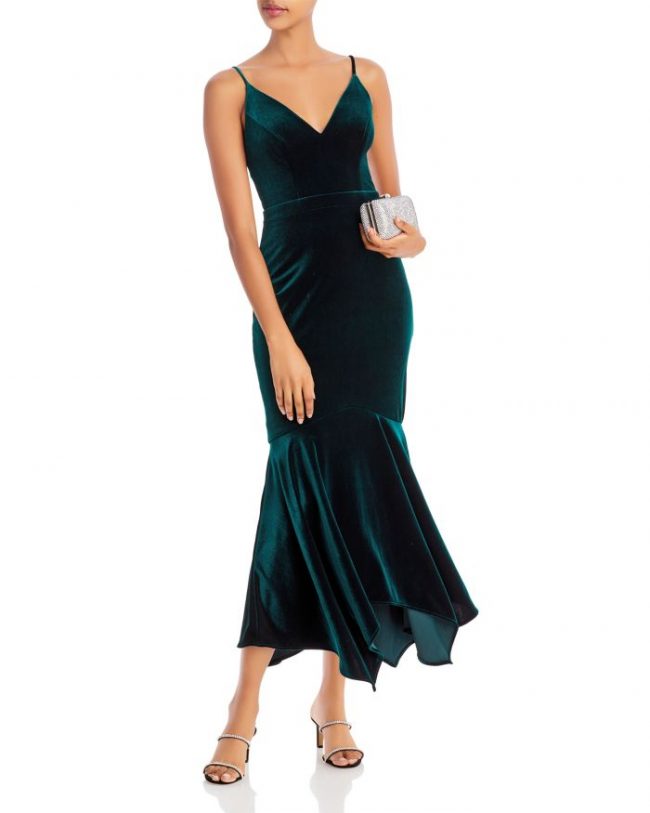 Aqua Velvet Mermaid Midi Dress - 100% Exclusive