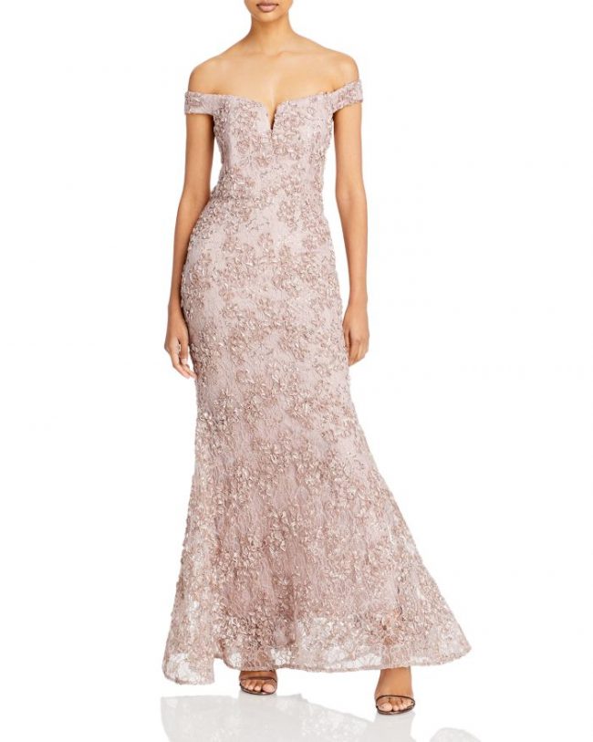 Aqua Off The Shoulder Floral Soutache Lace Dress - 100% Exclusive
