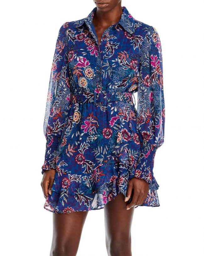 Aqua Belted Floral Print Dress - 100% Exclusive
