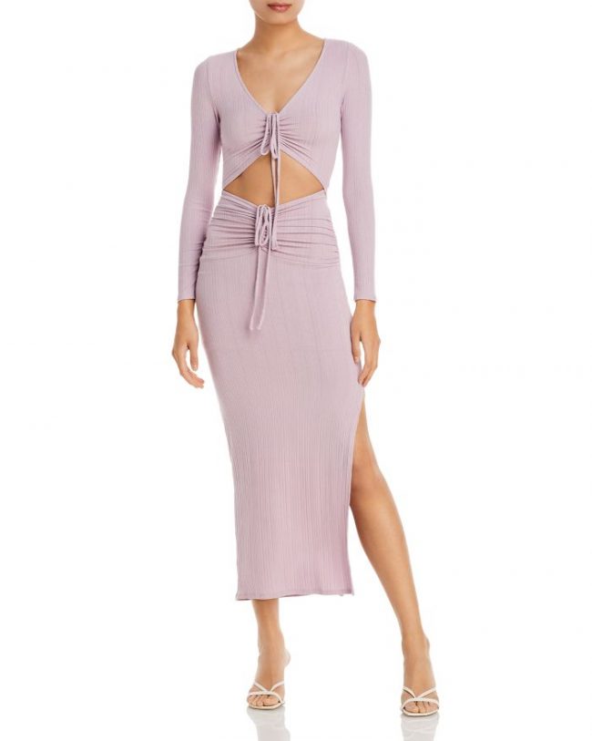 Fore Peekaboo Side Slit Midi Knit Dress
