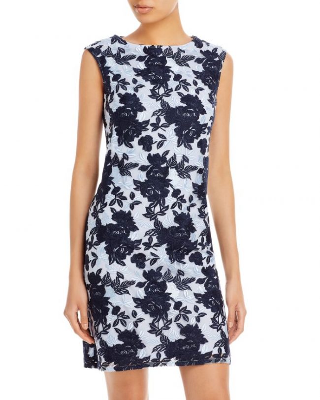 Adrianna Papell Two Tone Embroidery Sheath Dress