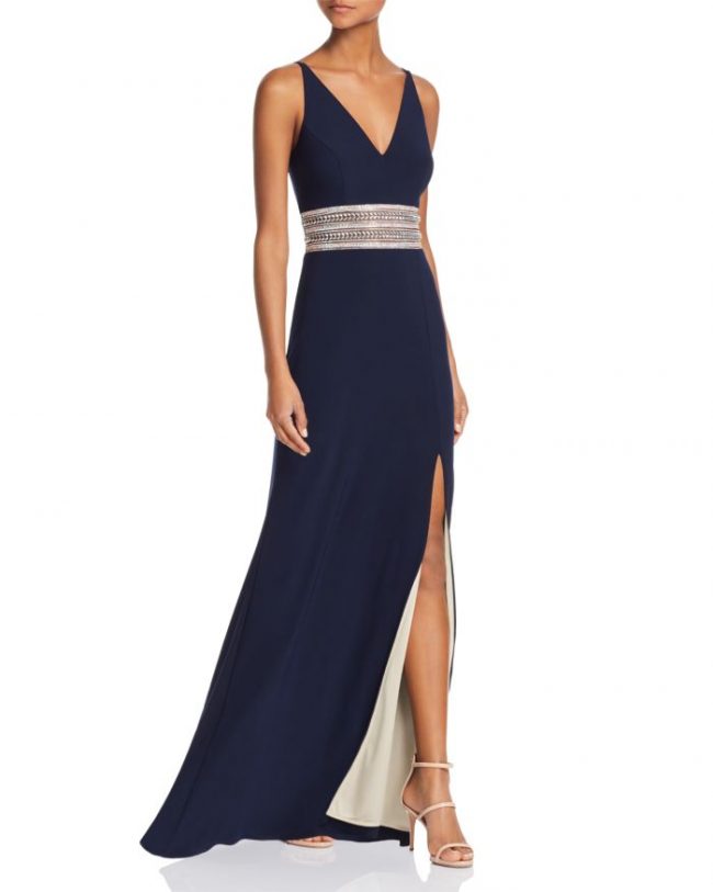 Aqua Embellished-Waist Gown - 100% Exclusive