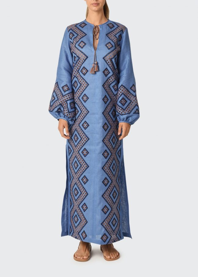 Sarzana Balloon-Sleeve Cutout Maxi Tunic Dress