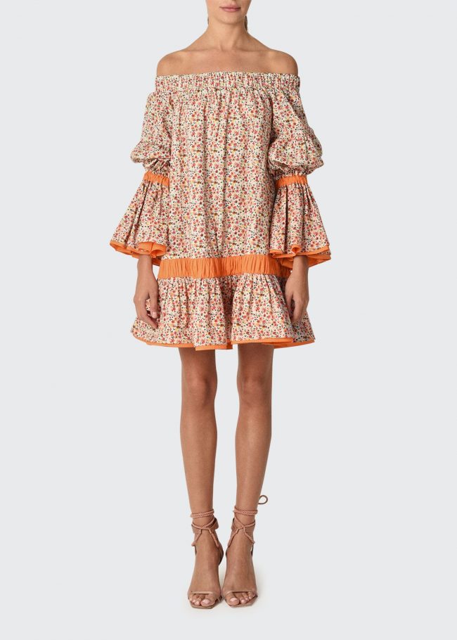 Pescali Floral-Print Off-The-Shoulder Dress