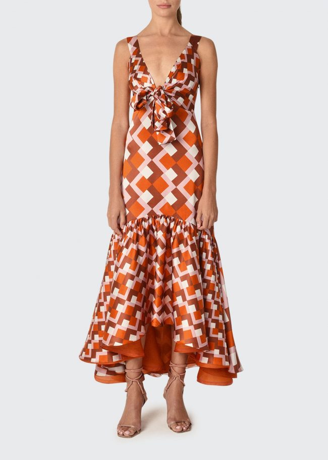 Spello Geometric-Print High-Low Dress