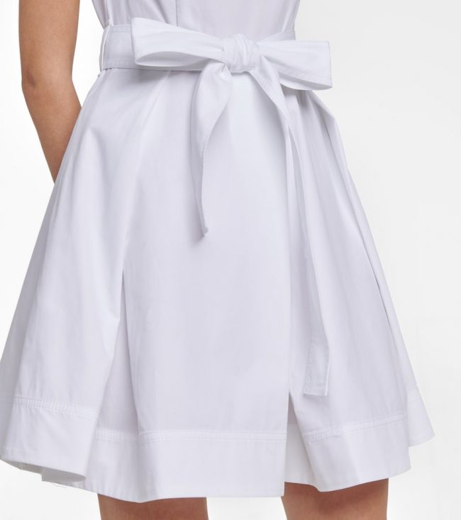 Self-Portrait Lace-trimmed cotton poplin minidress