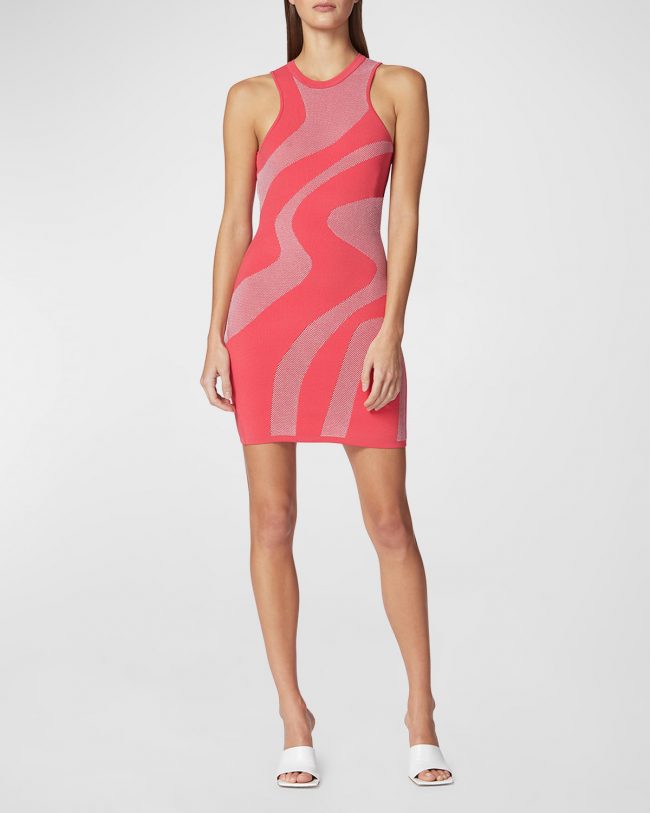 Abstract Jacquard Sleeveless Mini Racer Dress