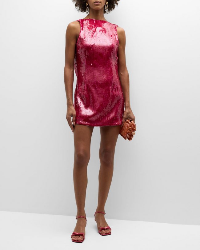 Carletta Sequin Cowl-Back Mini Dress