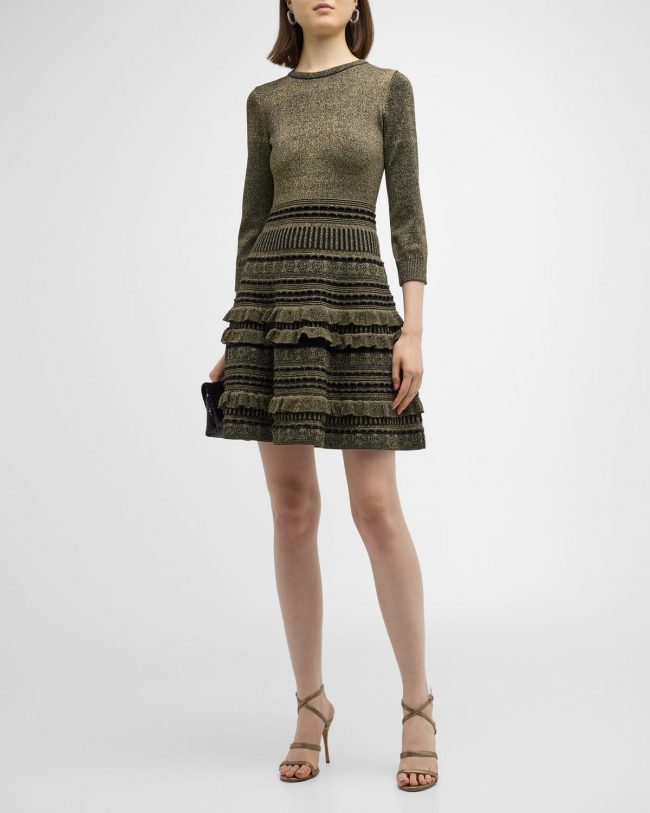 Dari Ruffle-Trim Shimmer Knit Mini Dress