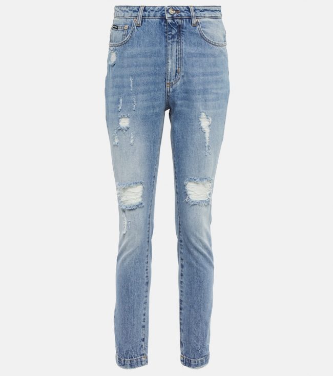 Dolce&Gabbana Distressed high-rise skinny jeans