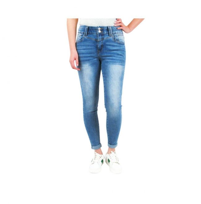 Indigo Poppy Tummy Control Skinny Jeans with Jewel Pocket Details For Women - Blue