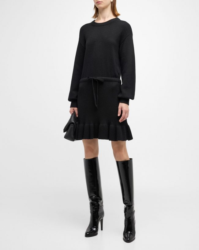 Kiana Cashmere-Blend Drawstring-Waist Mini Sweater Dress