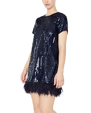 Likely Marullo Sequined Feather Hem Mini Dress