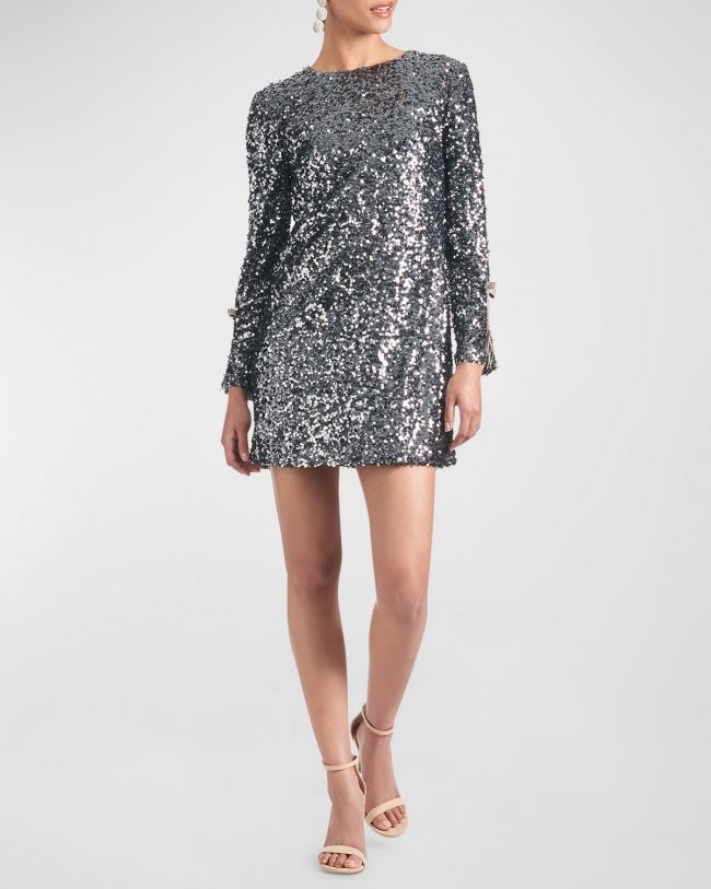 Lily Sequin Bow-Embellished Mini Dress