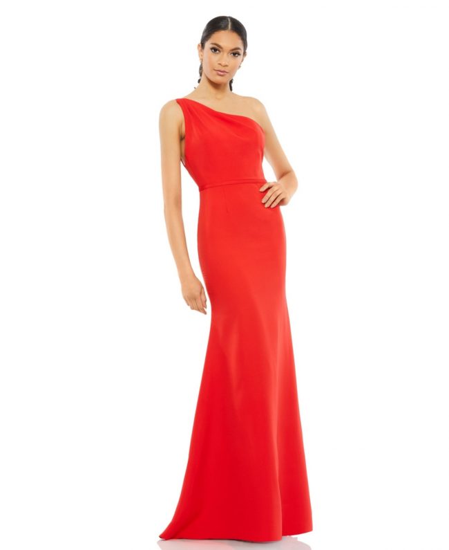 Mac Duggal Women's Ieena One Shoulder Jersey Mermaid Gown - Red