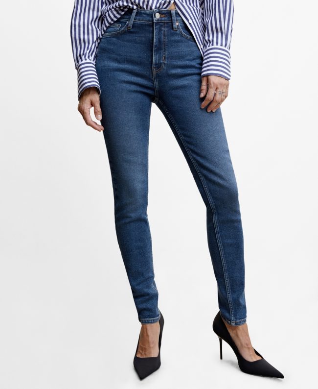 Mango Women's High-Rise Skinny Jeans - Dark Blue