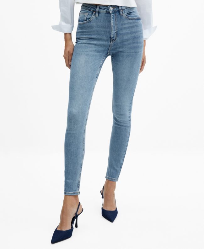 Mango Women's High-Rise Skinny Jeans - Medium Blue