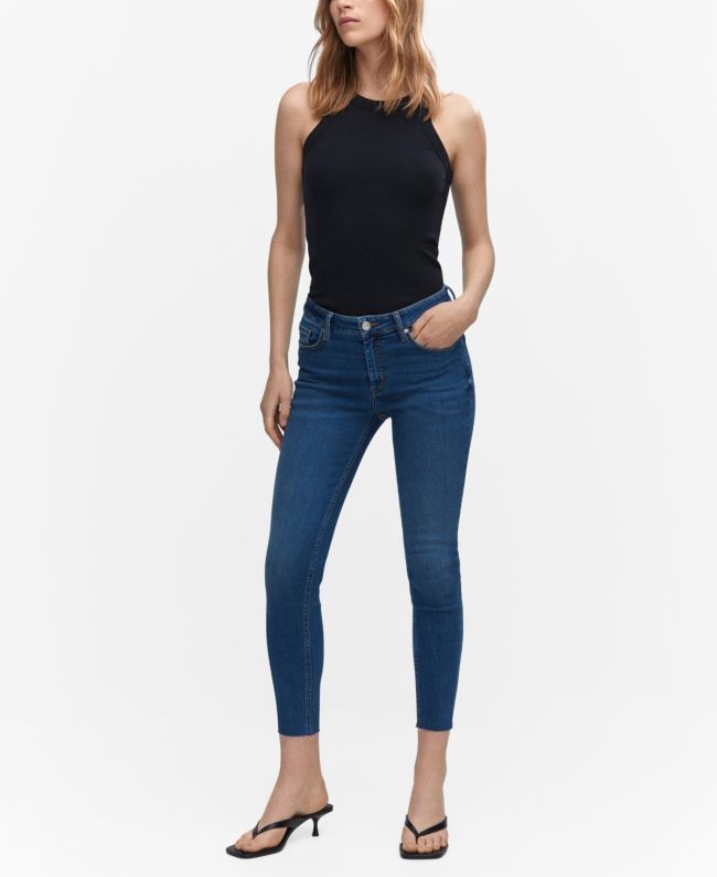 Mango Women's Skinny Cropped Jeans - Dark Blue