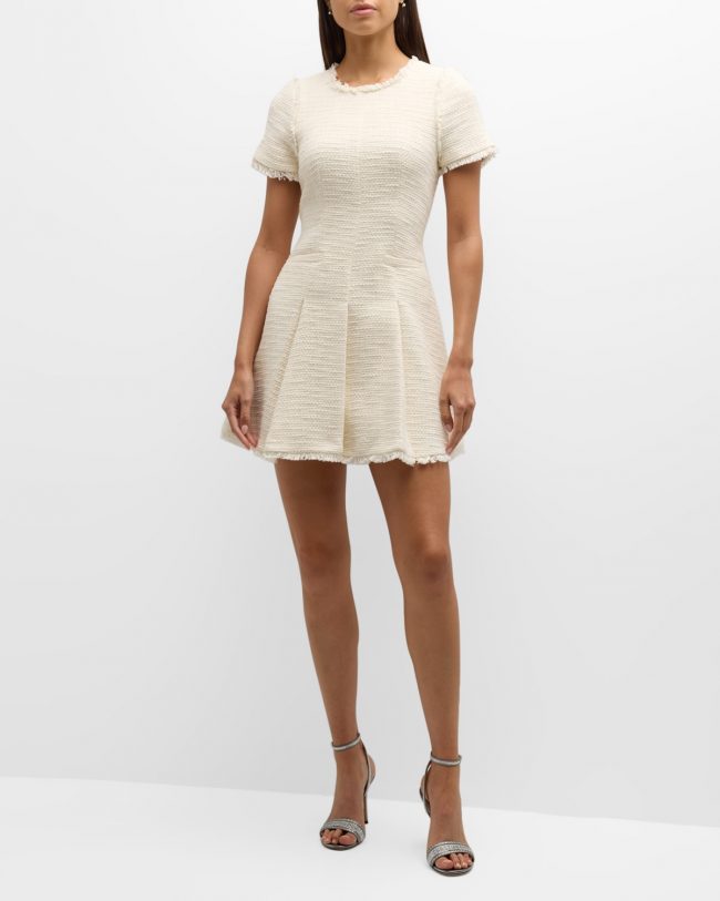 Nova Cotton Boucle Pleated Mini Dress