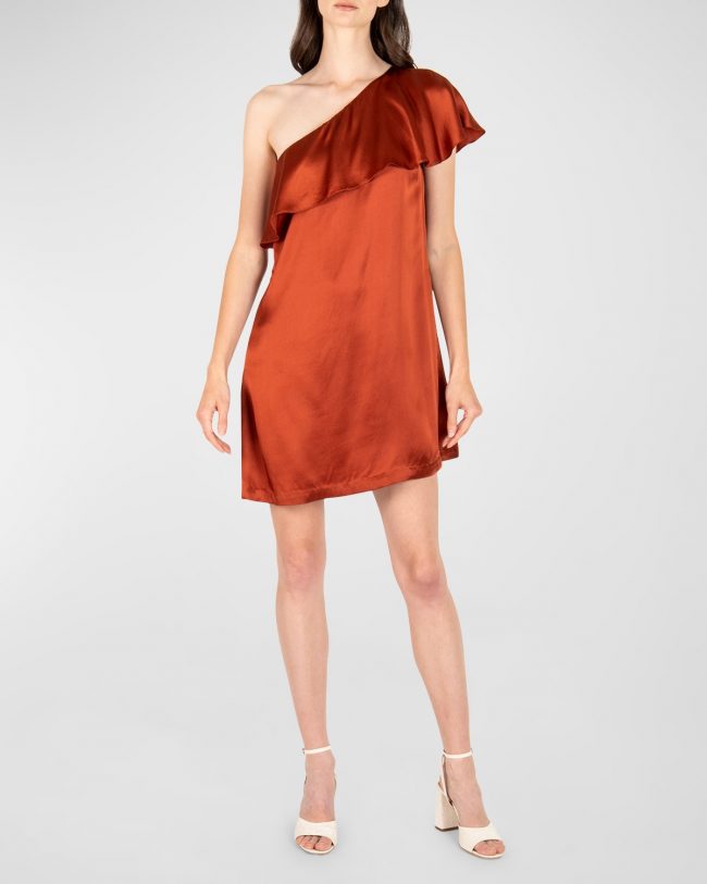 Penelope Silk One-Shoulder Mini Dress