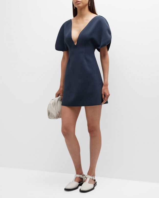 Rogeron V-Neck Puff-Sleeve Mini Dress