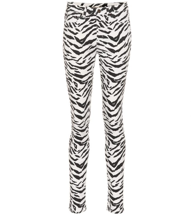 Saint Laurent Zebra-print mid-rise skinny jeans