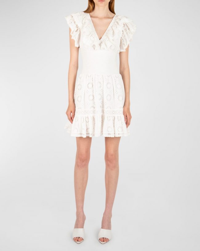 Tanya Ruffle Broderie Anglaise Mini Dress