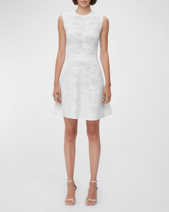 Textured Jacquard Sleeveless A-Line Mini Dress