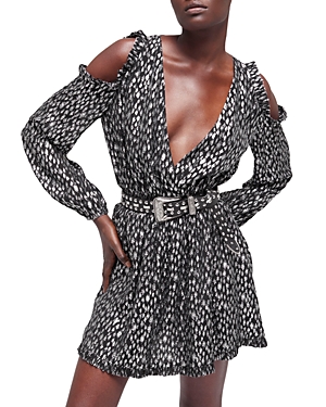 The Kooples Sparkling Leopard Print Belted Mini Dress
