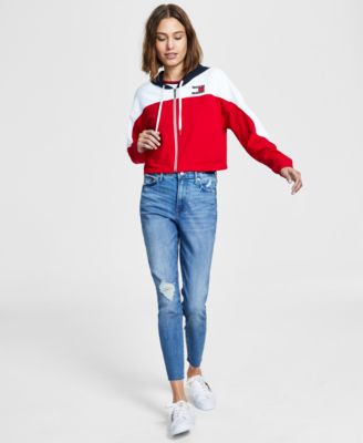 Tommy Jeans Womens Colorblocked Hoodie Skinny Jeans