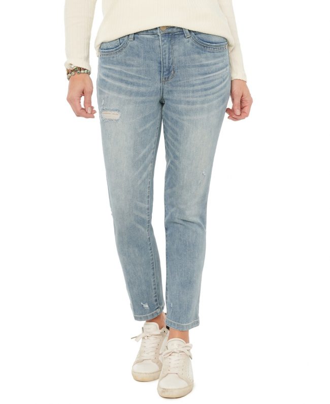 Women's "Ab"Solution Vintage-Like Distressed Skinny Jeans - Light Blue Vintage-like