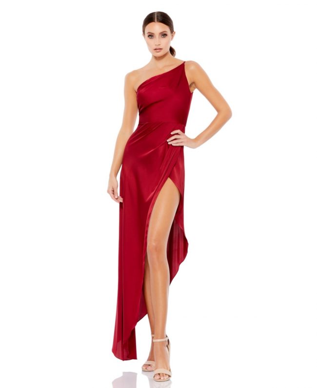 Women's Ieena Asymmetrical One Shoulder Gown - Deep red