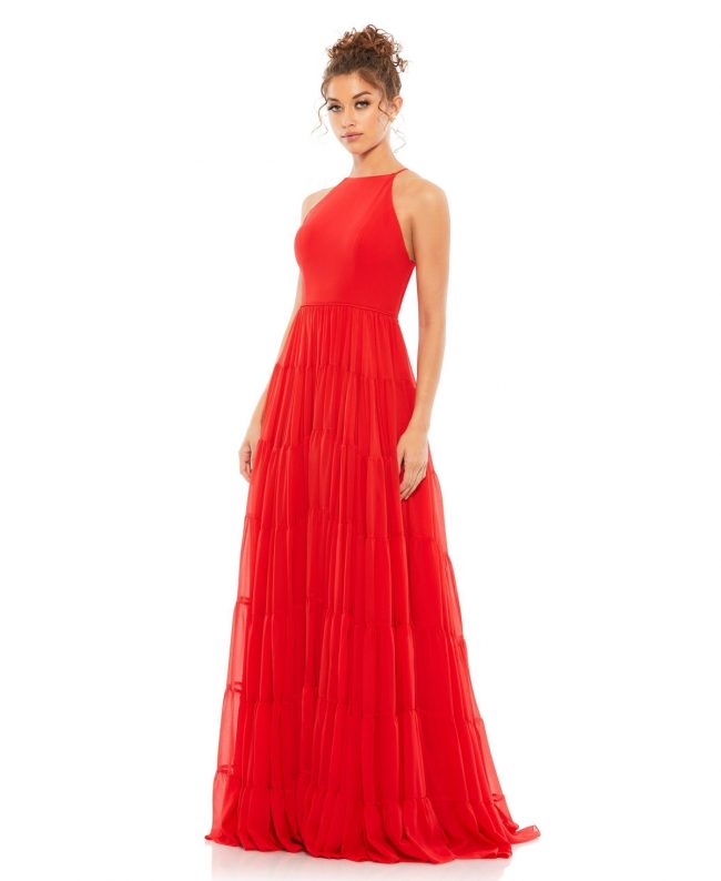 Women's Ieena Tiered A-Line Halter Gown - Red