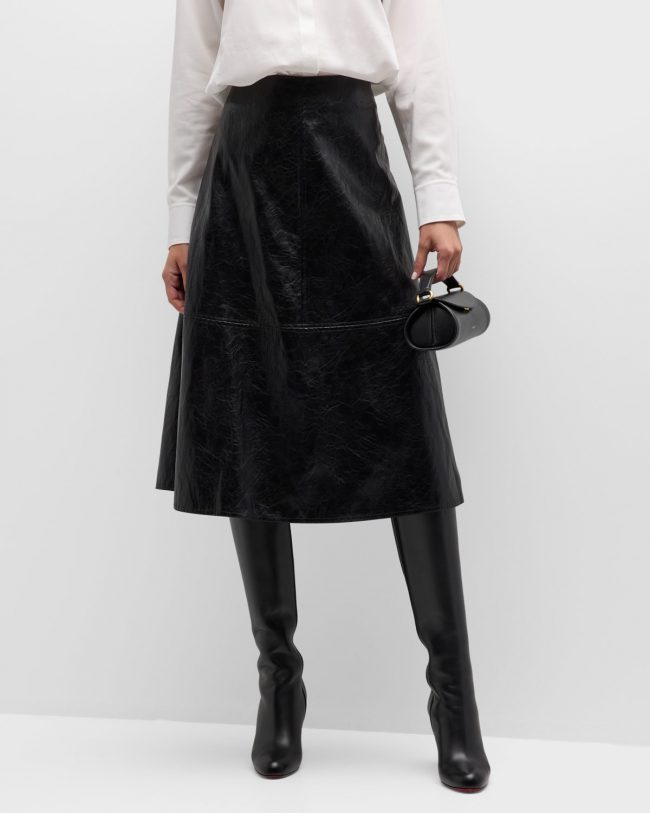 Agreste Coated A-Line Midi Skirt