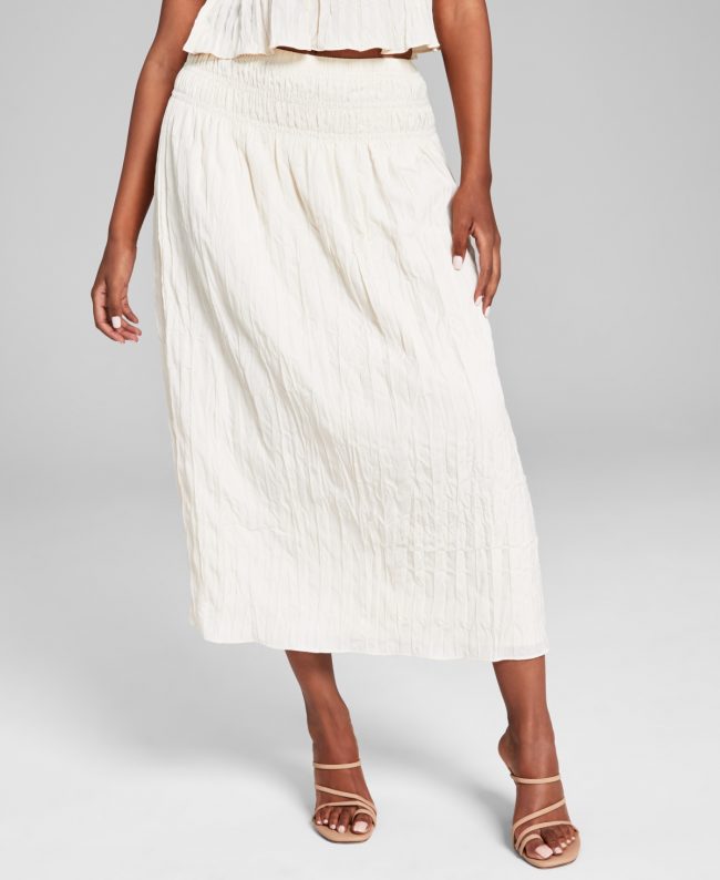 And Now This Women's Textured Pull-On Midi Skirt - Bone