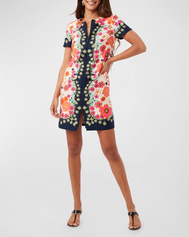 Arboretum Floral-Print Zip-Front Mini Dress