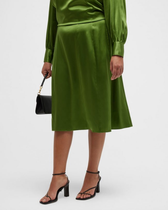 Bellini Silk Charmeuse Midi Skirt