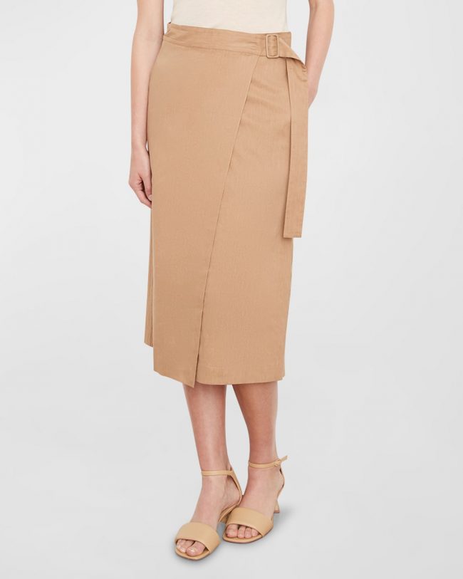 Buckle Wrap Midi Skirt