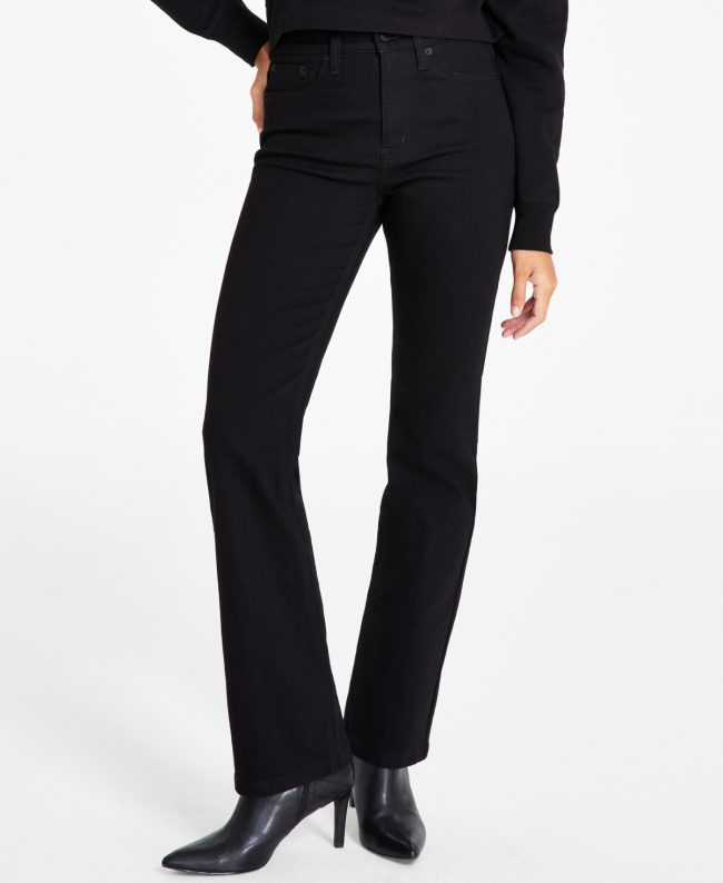 Calvin Klein Jeans Women's High-Rise Whisper Soft Bootcut Jeans - Real Black