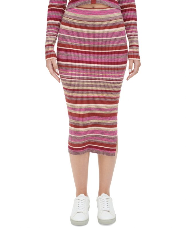 Calvin Klein Jeans Women's Spacedye Stripe Midi Skirt - Raven Combo