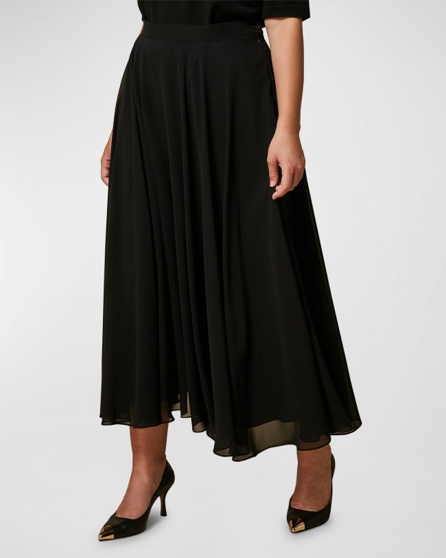 Carillon Pleated A-Line Midi Skirt
