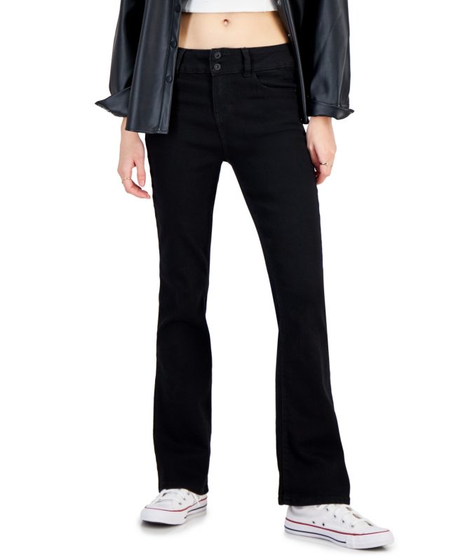 Celebrity Pink Juniors' Mid-Rise Bootcut Jeans - Black Rinse