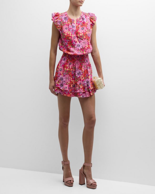 Charlene Flutter-Sleeve Mini Dress